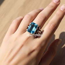 Blue Topaz Gemstone 925 Sterling Silver Ring Handmade Jewelry Ring For Gift