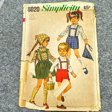 Simplicity 8020 Vintage Child Unisex Skirt Blouse Pants Scarf Pattern Size 2