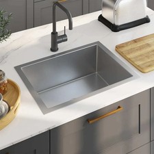 vidaXL Handmade Stainless Steel Kitchen Sink 23.2x17.3 Single Bowl Undermount