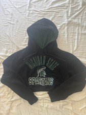 Michigan State Spartans Custom Women s Crop Hoodie Large Black