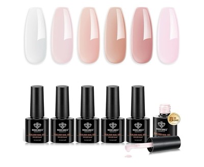 modelones Builder Gel Nail Polish Set Jelly Nude Pink 6 Colors