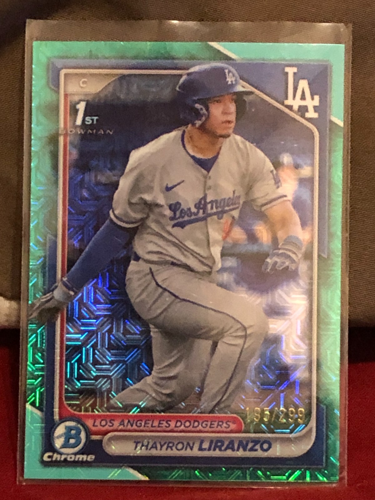 2024 Bowman 1st Chrome Thayron Liranzo Aqua Mojo 195/299 #BCP-182 LA Dodgers
