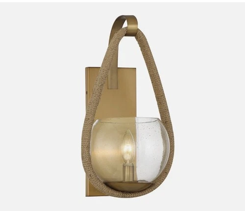 Savoy House 9-1826-1-320 Ashe 1-Light Wall Sconce in Warm Brass and Rope (8.5" W - Picture 1 of 4