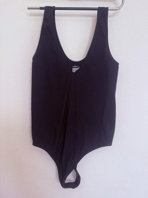 Colsie Black Ribbed Bodysuit Size Small