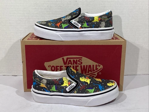 Slip classico Vans Youth taglia 11 EU 27 5 Dino asfalto tela bianca AJ 1077