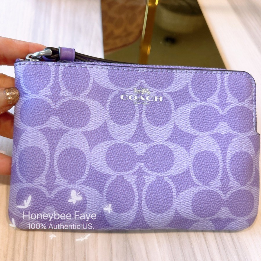 NWT Coach Corner Zip Wristlet In Signature Canvas CAQ75 | eBay