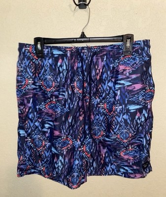 Spicy Tuna Men s Swim Shorts Abstract Blue Purple Red Size Large 