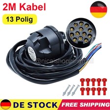 Anhänger Steckdose 13 Polig mit Kabel 2M vorverdrahtet Elektrosatz Anhängerkabel