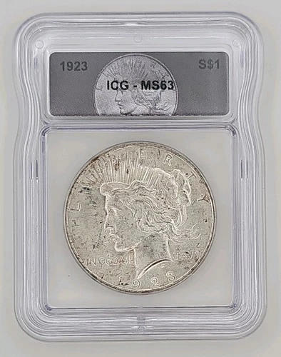 1923 Silver Peace Dollar $1 ICG MS63