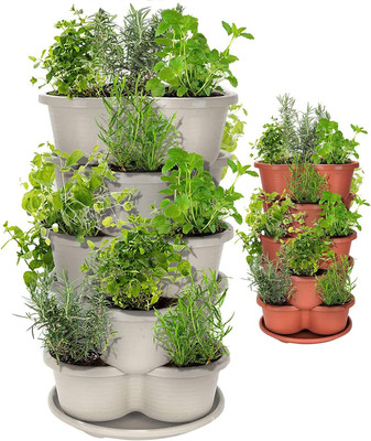 Stackable Planter, Vertical Oasis Tiered Garden Planter, Grow Vegetables, Herbs,