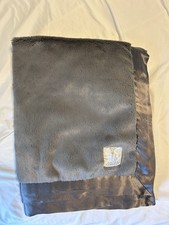 Little Giraffe Luxe Baby Blanket Faux Fur Charcoal Gray Satin Trim