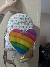 Loungefly Lisa Frank Logo Heart Rainbow Mini Backpack