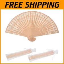 Sandalwood Hand Fans Set - 50 Pcs with Organza Bags