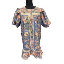 Farm Rio Superbloom Tapestry Blue Mini Dress Organic Cotton NWT M