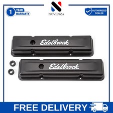Edelbrock 4443 Signature Series Black Valve Cover Set Sb Fits Chevy