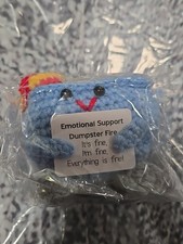 Emotional Support Dumpster Fire with Encouraging Card Positive Crochet Dumpster