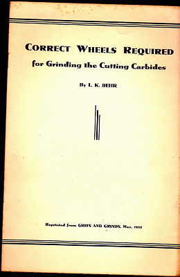 Correct Wheels Required for Grinding the Cutting Carbides by LK Behr ...