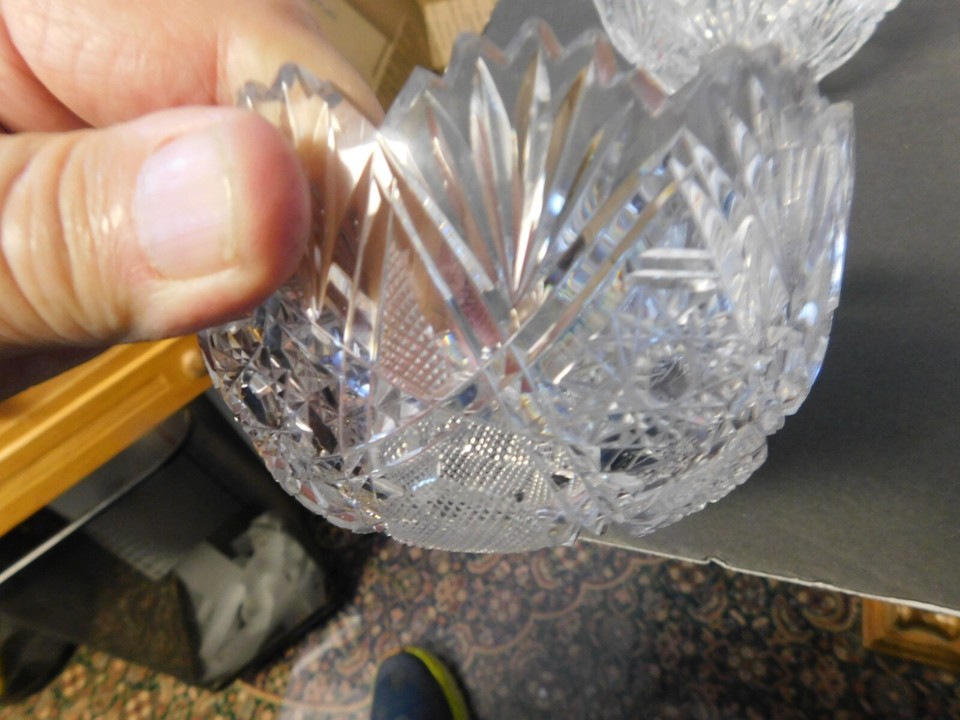 9 Vintage American Brilliant Cut Fruit Bowls round Clear Glass 5" old