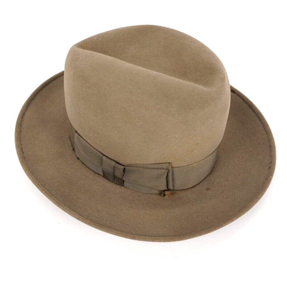 Long De Luxe Men's Homburg Grey Hat with Ribbon and Bow 6-7/8. A product of Adam