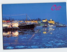 Postcard Winter at the harbour area Oslo Norway