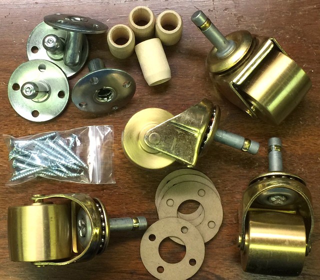 Brass Wheel Caster Kit/Set For Upright/Studio Pianos 4 Casters