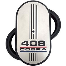 Ford 408 Cobra 15 Oval Air Cleaner Kit - Silver - Engraved Logo - Ansen Usa Ford 408 Cobra 15 Oval Air Cleaner Kit - Silver - Engraved Logo - Ansen Usa
