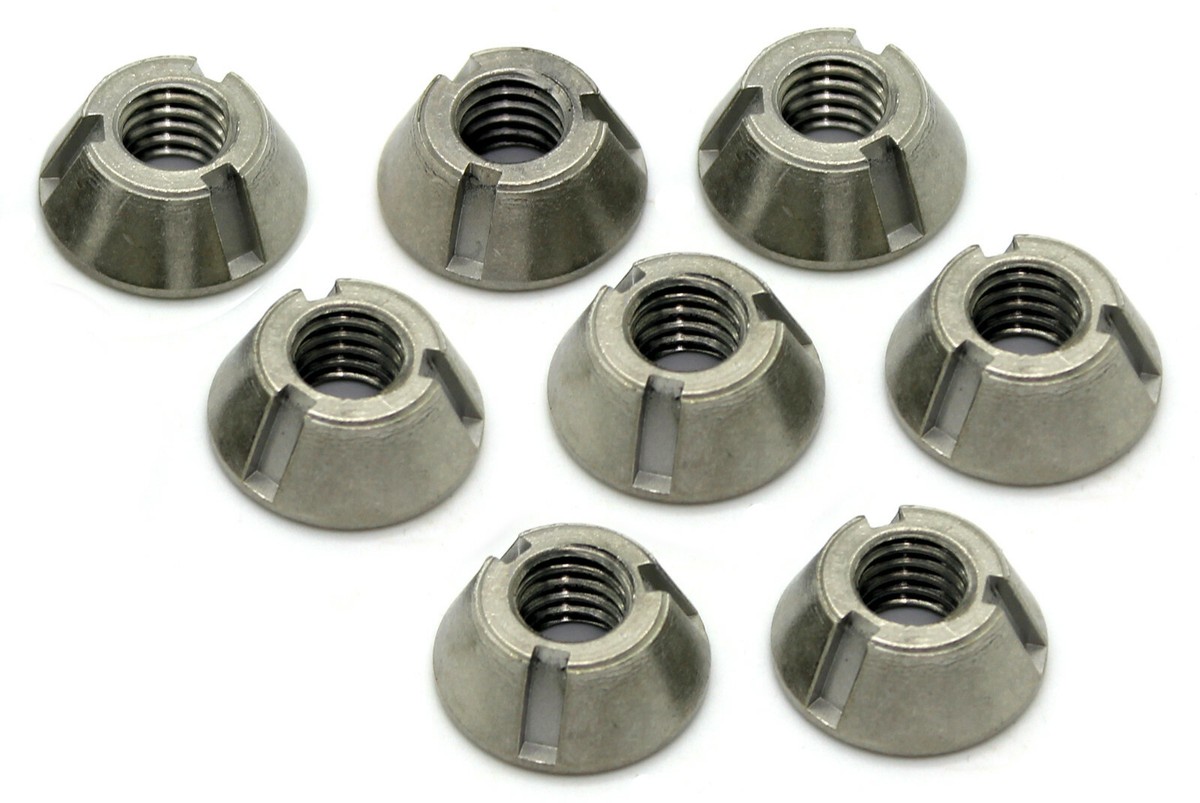 8mm M8 x 1.25 T-Groove Tamper Proof Security Nuts (x 8) Stainless
