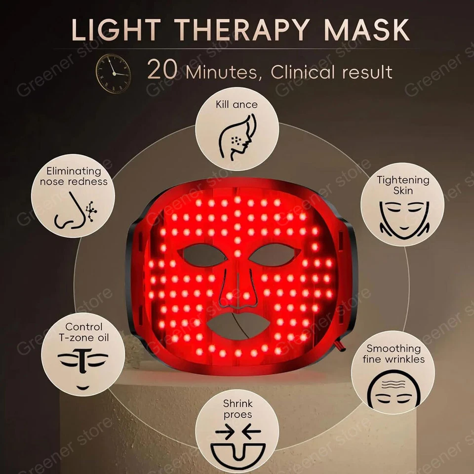 Red Light Therapy For Face 7 Colors Led Face Mask Facial Skin Care Home Travel - Image 3 of 4