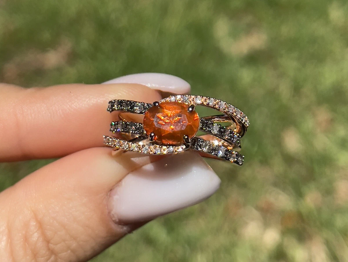 LeVian Ring Fire Opal Chocolate Diamonds RING 1.16 cttw 14K Rose