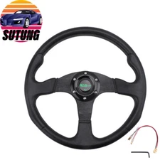 14INCH Drifting Racing Steering Wheel Aluminum 6 Bolt Universal Flat Dish Black