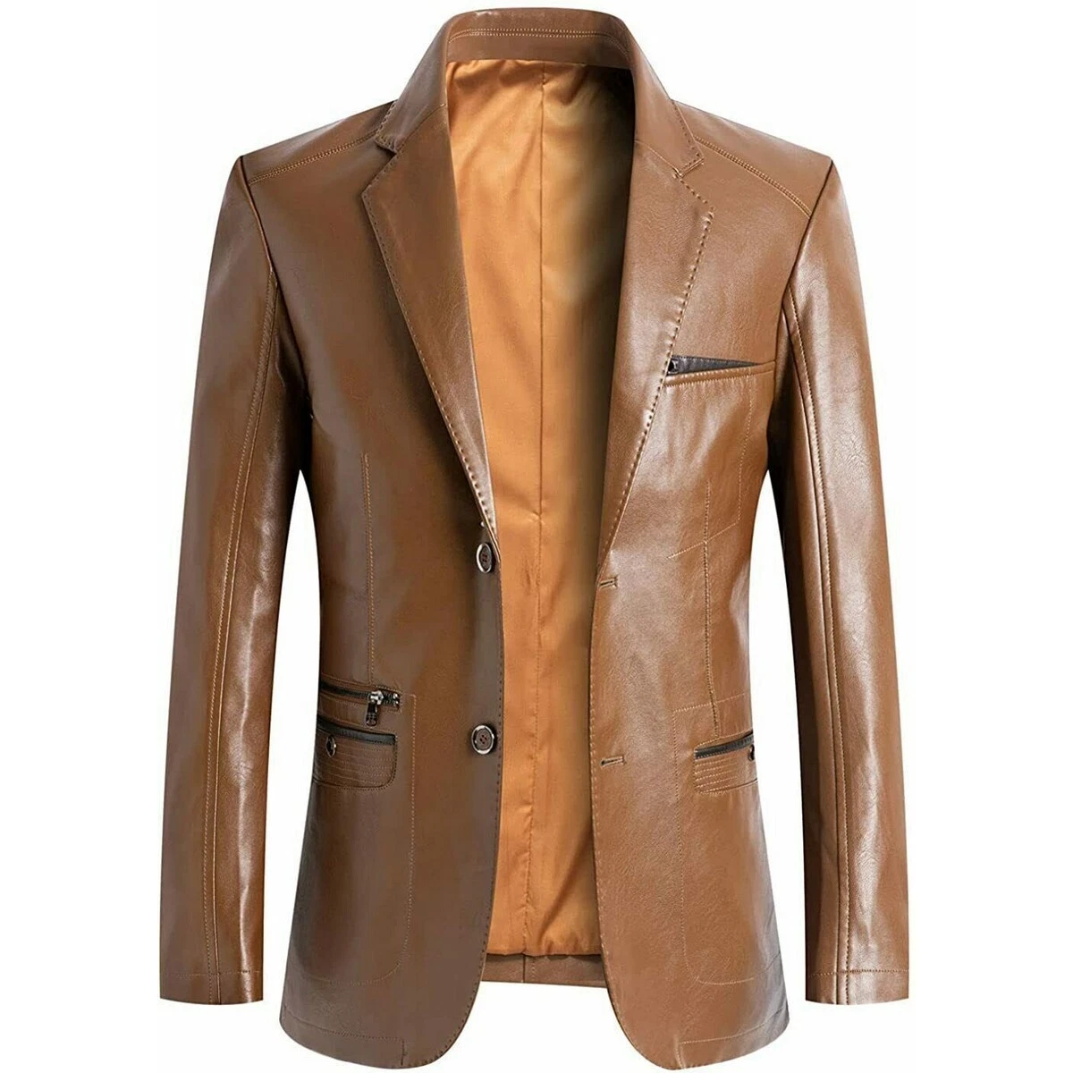 Tan Leather Blazer For Men's 100% Pure Lambskin Slim Fit Custom Made Coat Blazer
