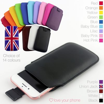 Qualität Top Schutz Slide in Slim Pull Tab Etui Handyhülle  Schwarz