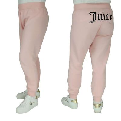Juicy Couture Joggers Medium Pink Core Gothic Logo Banded Cuff Trousers Bottoms