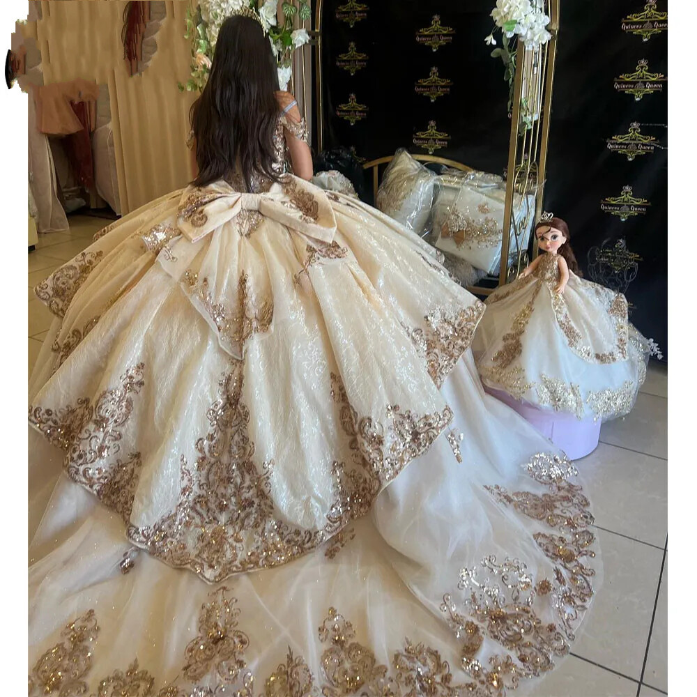 Princess Quinceanera Dresses Luxury Sequined Light Champagne Ball Gowns Sweet 16 | eBay Princess Quinceanera Dresses Luxury Sequined Light Champagne Ball Gowns Sweet 16 | eBay