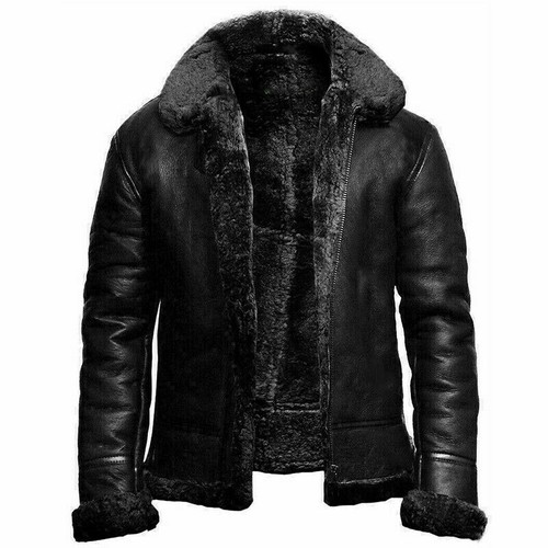 Para Hombre RAF Aviador Chaqueta de Cuero Real Abrigo Bombardero B3 Piel de Oveja Piloto Volador Nf6 - Imagen 2 de 6