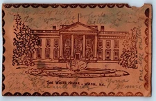 Washington DC Postcard The White House Building Leather 1906 Antique Posted