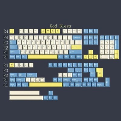 163 PCS God Bless Keycaps Double Shot Cherry Profile ISO ANSI 95% 75%