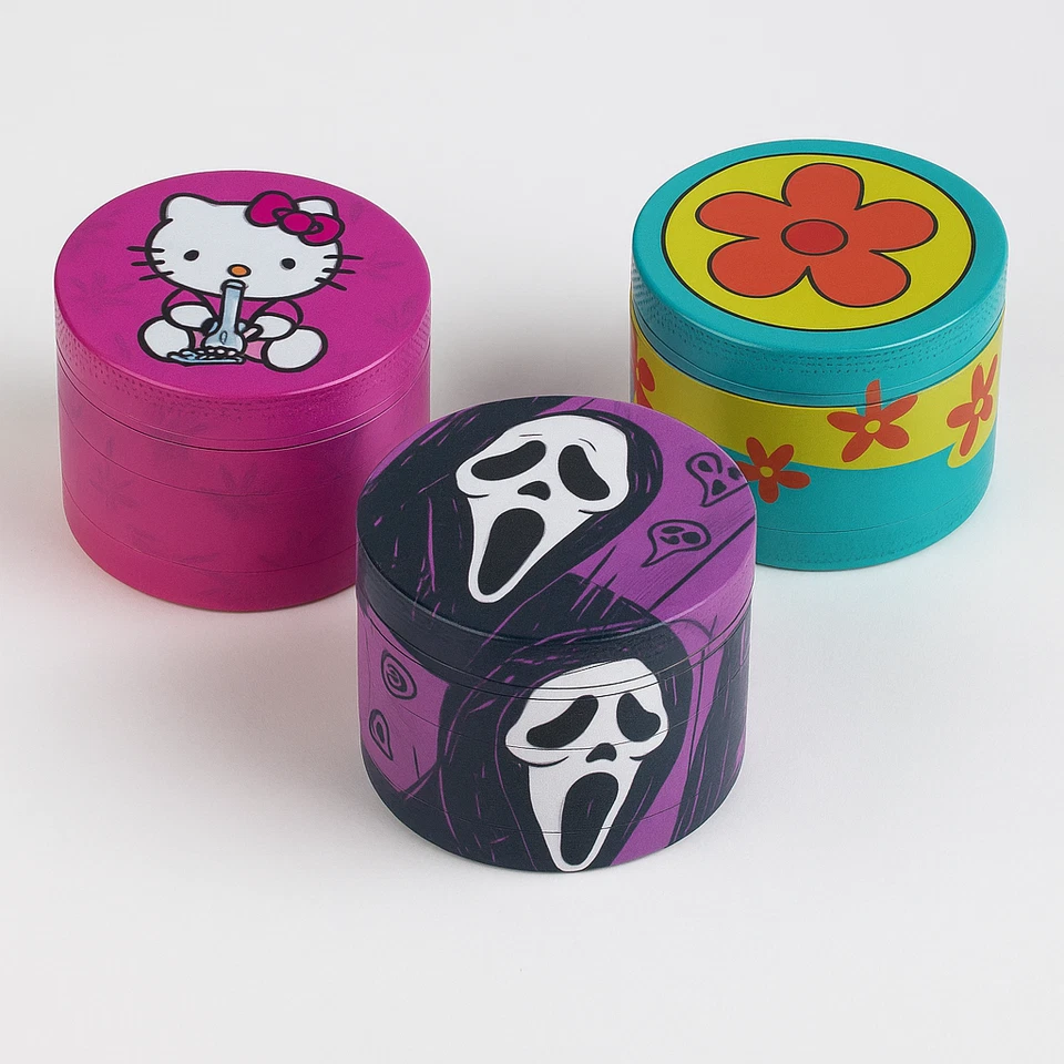 EVERYDAY SMOKING Colourful 4 Piece Metal Novelty Grinder 50mm Scream Kitty Scooby Design