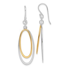 Sterling Silver Rhodium-plated Gold-tone Double Oval Drop Dangle Earrings