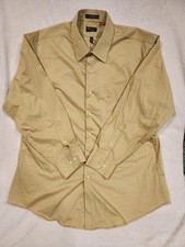 Arrow Green Solid Long Sleeve Dress Shirt 32/33 Size XL 17 1/2