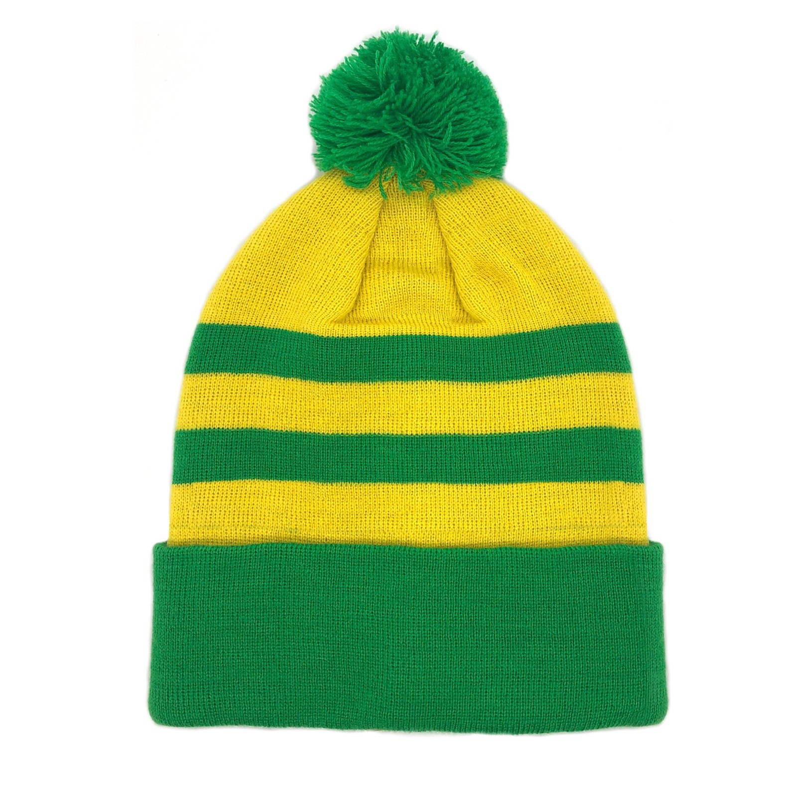 Fan Originals Retro Bobble Hat in Newton Heath Colours Yellow Green