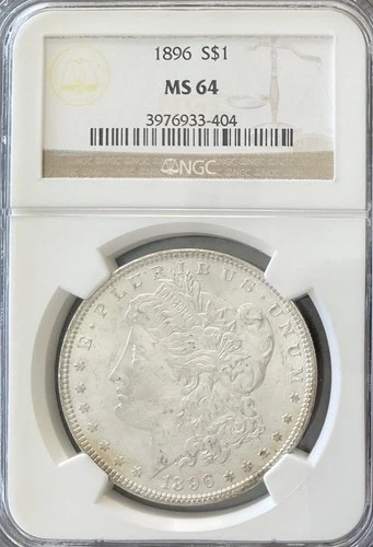 NGC 1896 Morgan Silver Dollar $1, MS64, Beautiful Coin!