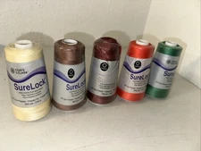 Lot of 5 Coats & Clark Surelock 100% Polyester Sewing Thread New