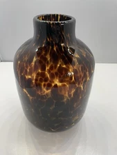 Sonoma Speckled Ambe/ tortoise shell pattern in glass, Round Glass Vase