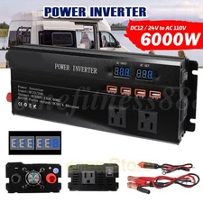 NEW 6000W Car Power Inverter DC 12V To AC 110V Pure Sine Wave Solar Converter US