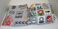 Super Mario Bros Nintendo Mario Kart Gray Full Flat  Fitted Sheet Set 2PC