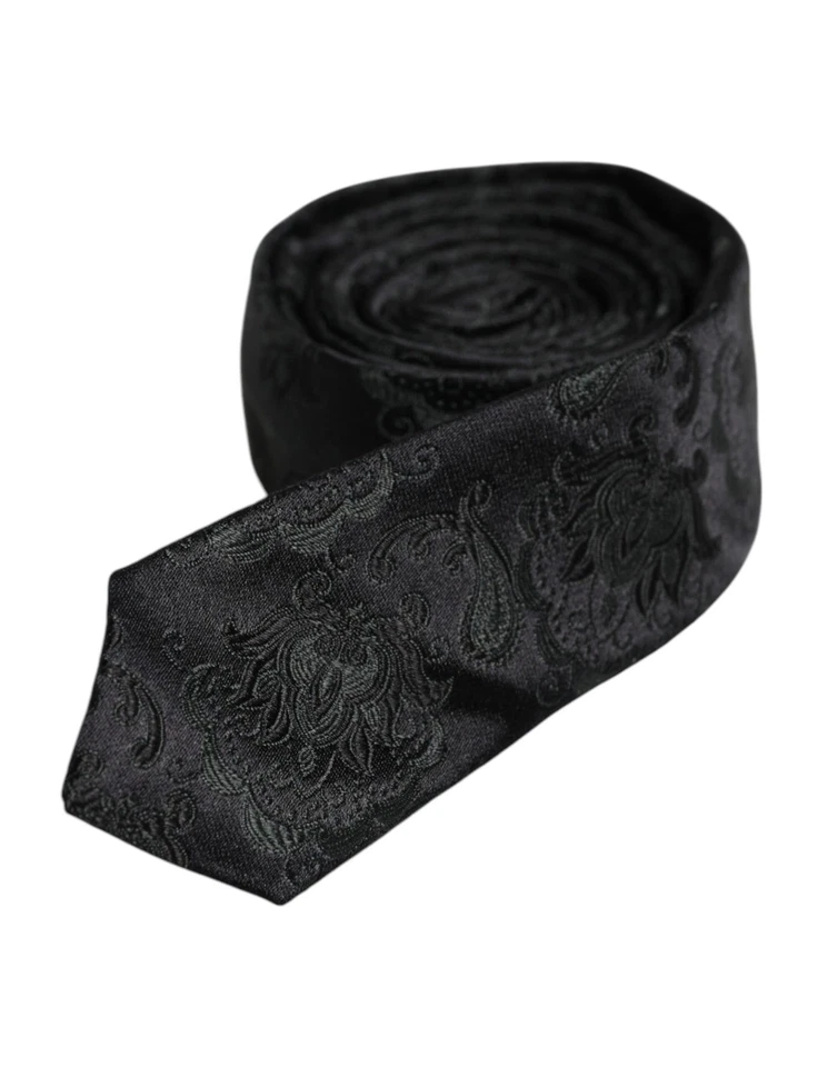 Auténtica corbata Dolce & Gabbana verde oscuro floral seda cuello ajustable para hombre Foto 2 de 4