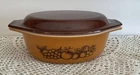 MCM Vintage Pyrex Old Orchard 043 1.5 QT Oval Casserole Dish with Brown Lid