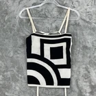 Vintage Express Tank Womens Large 90s Geometric Silk Open Tie Back Grunge Retro