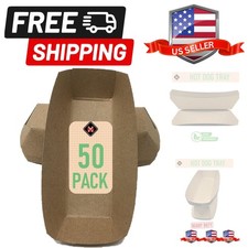 7 Inch Paper Hot Dog Tray in Kraft Paper. Pack of 50. Disposable, Recyclable ...